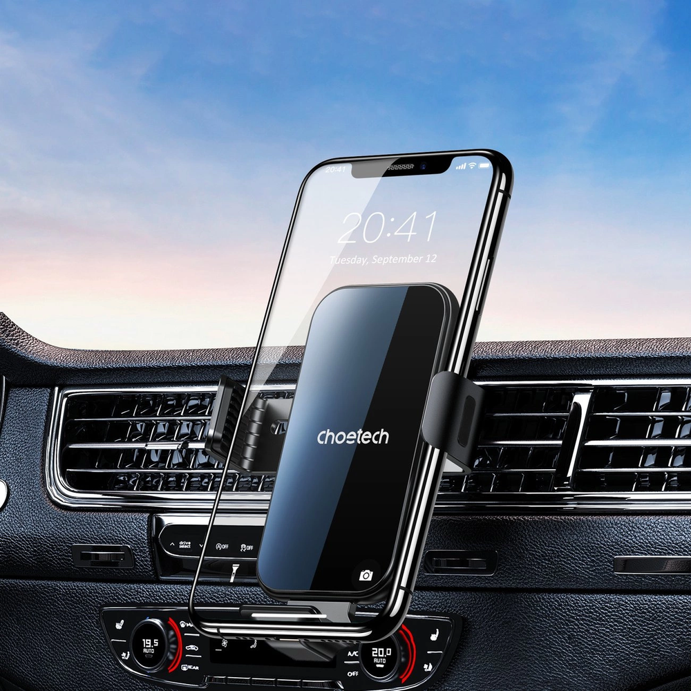 Automobilinis laikiklis-įkroviklis Choetech 15W Electric Car Wireless Charger With Magnetic Head T201-F juodas
