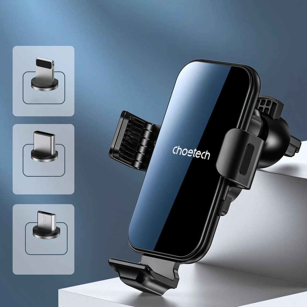 Automobilinis laikiklis-įkroviklis Choetech 15W Electric Car Wireless Charger With Magnetic Head T201-F juodas