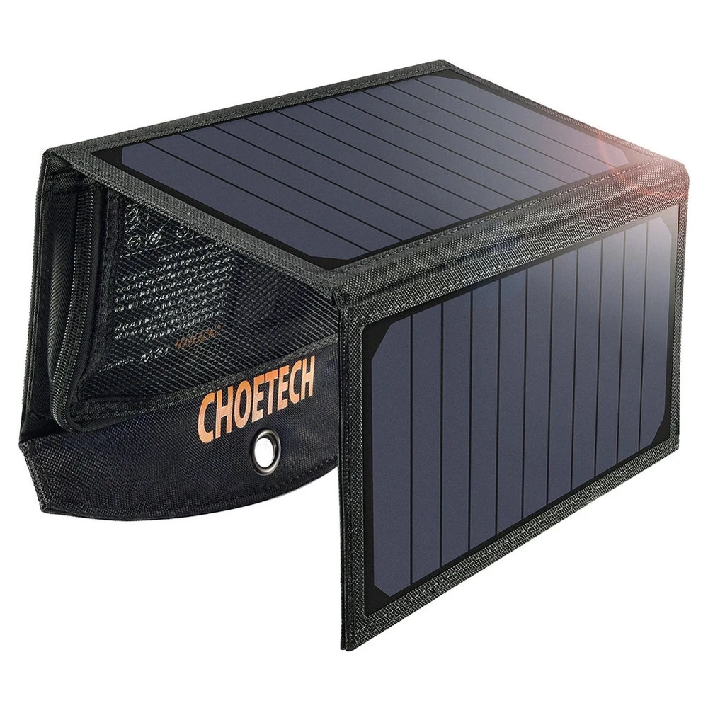 Sulankstomas saulės įkroviklis Choetech SC001 19W 2xUSB (juodas)