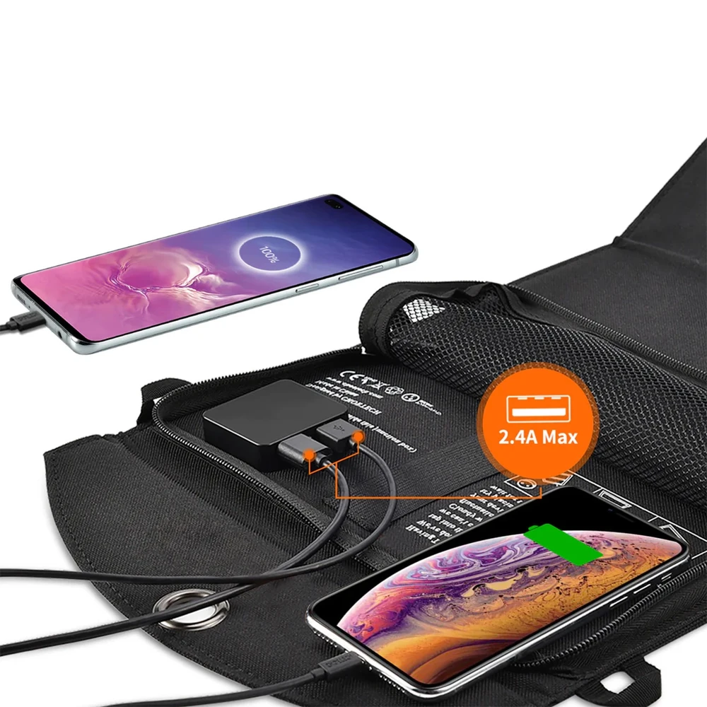 Sulankstomas saulės įkroviklis Choetech SC001 19W 2xUSB (juodas)
