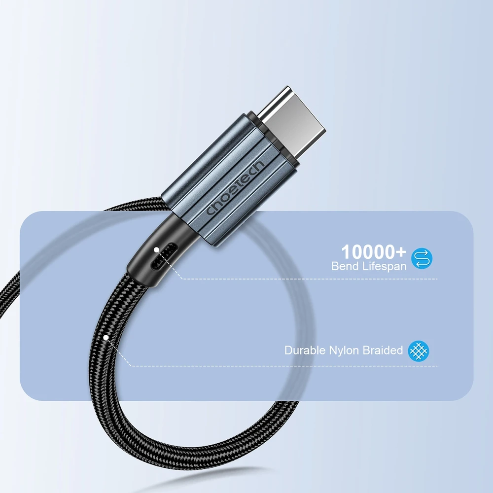 USB-C kabelis su USB-C Choetech XCC-1014, PD 60W 1.2 m (juodas)
