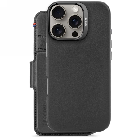 Decoded Leather Detachable Wallet MagSafe with Wallet Apple iPhone 16 Pro - dėklas telefonui juodos spalvos