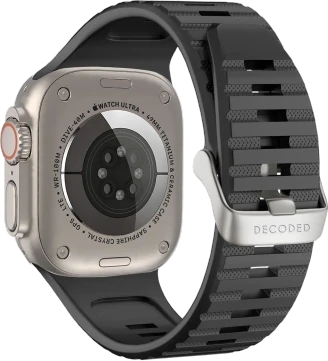 Decoded Decoded Ultra Traction – silikoninis laikrodis, skirtas Apple Watch 49/45/44/42 mm Gen 1-9 – SE (juodas)
