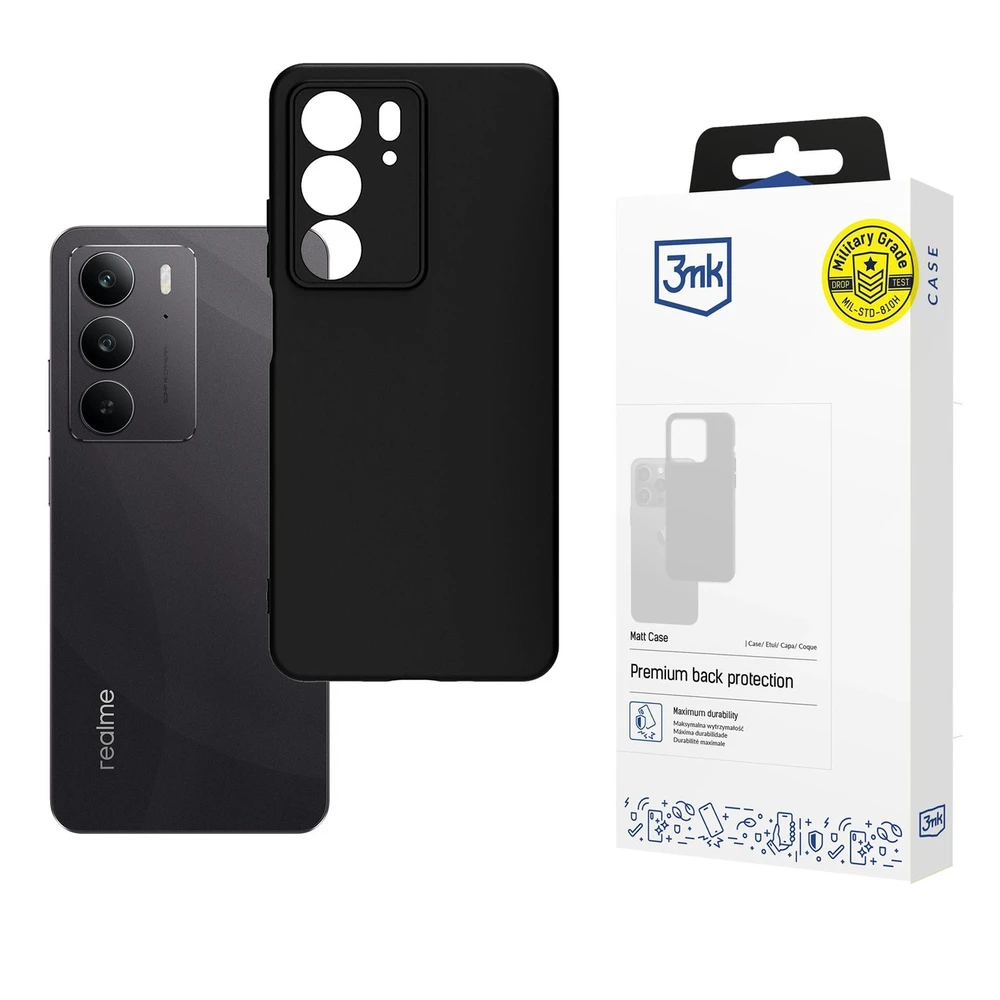 3mk matinis dėklas, skirtas Realme C75 - Juodas