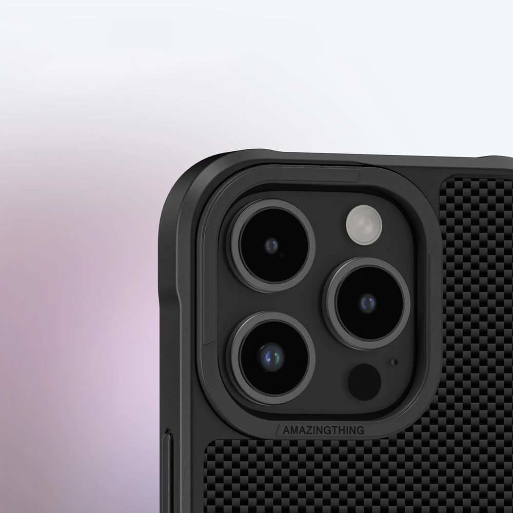 „AmazingThing Titan Max“ dėklas su 600D aramidiniu pluoštu, skirtas „iPhone 16 Pro“ – Juodas