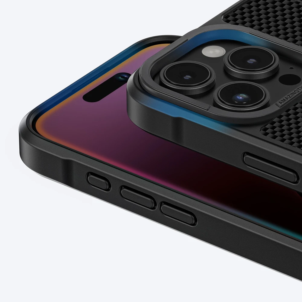 „AmazingThing Titan Max“ dėklas su 600D aramidiniu pluoštu, skirtas „iPhone 16 Pro“ – Juodas