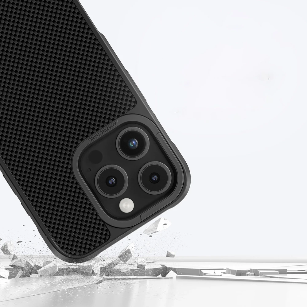 „AmazingThing Titan Max“ dėklas su 600D aramidiniu pluoštu, skirtas „iPhone 16 Pro“ – Juodas