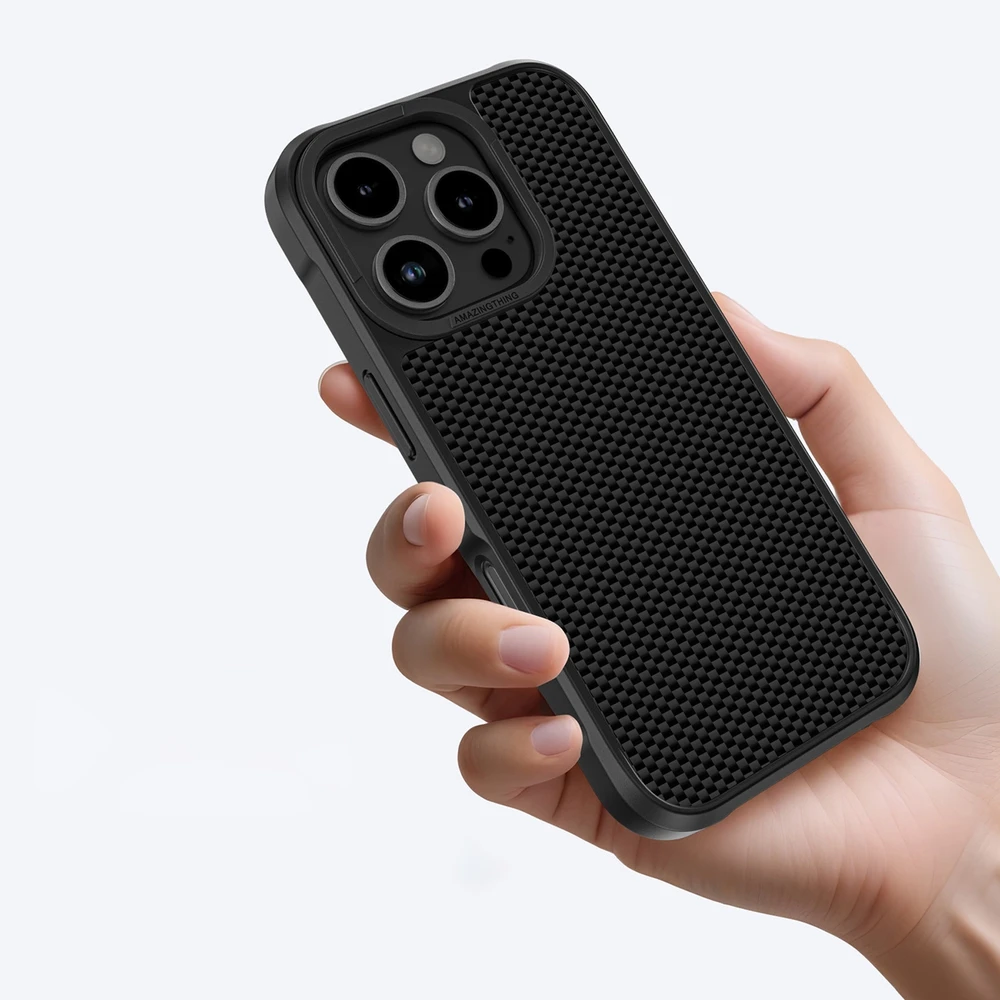 „AmazingThing Titan Max“ dėklas su 600D aramidiniu pluoštu, skirtas „iPhone 16 Pro“ – Juodas