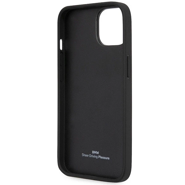 BMW telefono dėklas iPhone 14 6,1 BMHCP14S22RQDK juodas hard telefono dėklas Leather Quilted