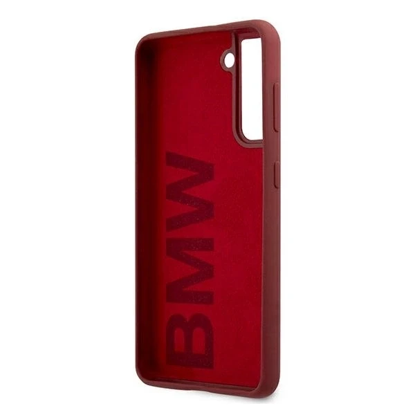 BMW BMHCS21MSLBLRE S21+ G996 red kietas dėklas Silicone Signature Logo