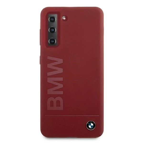 BMW BMHCS21MSLBLRE S21+ G996 red kietas dėklas Silicone Signature Logo