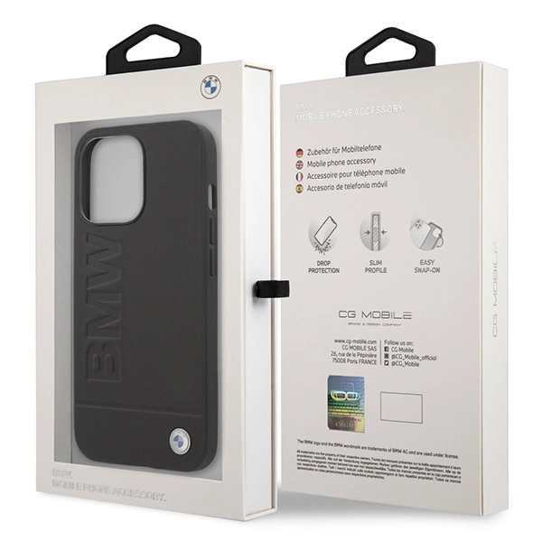 BMW Signature Logo Imprint MagSafe - dėklas skirtas Apple iPhone 14 Pro Juodas
