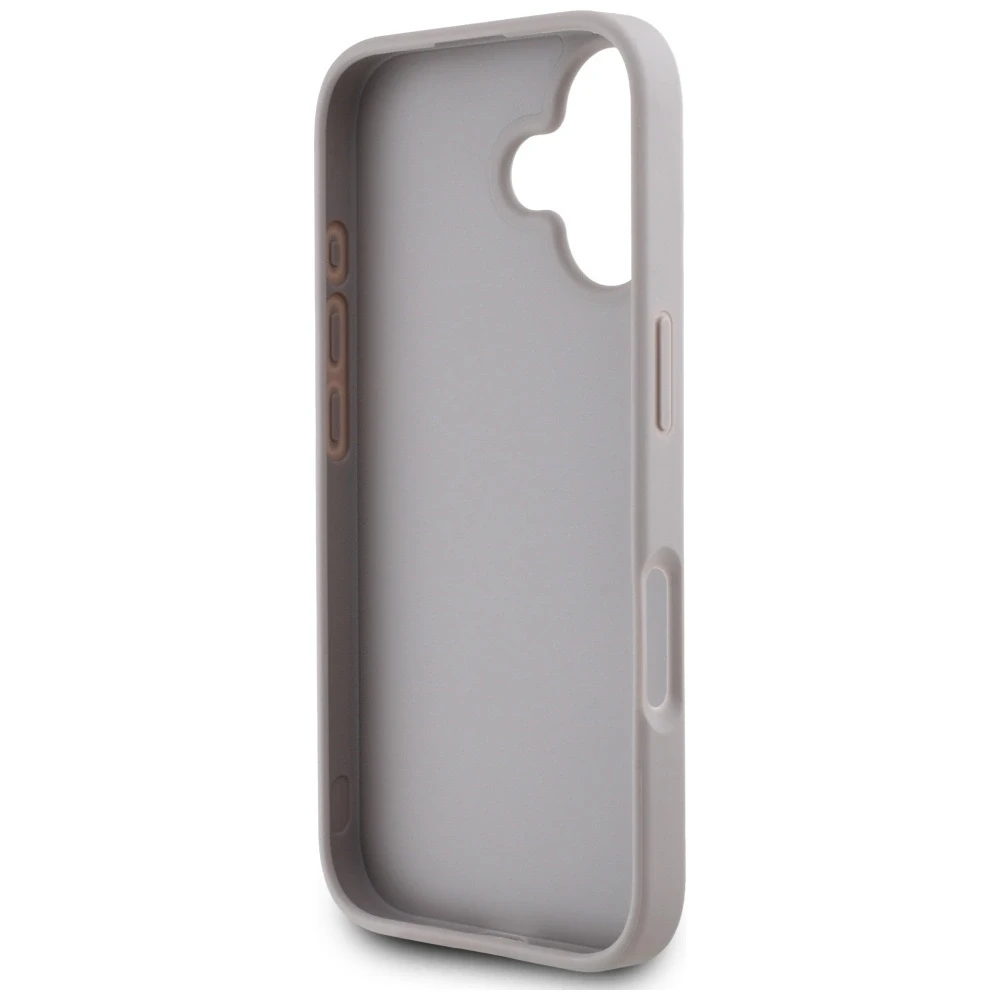 Dėklas Guess Grained Roses Big 4G logo Apple iPhone 16 violetinės spalvos