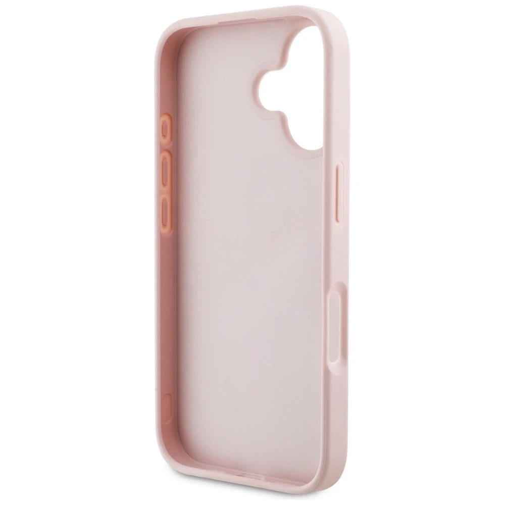 Dėklas Guess Grained Roses Big 4G logo Apple iPhone 16 rožinės spalvos