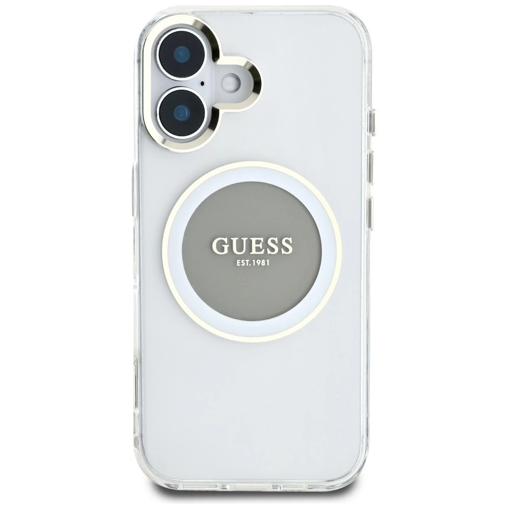 Dėklas Aprašymas „Guess IML Metal Colored Circle Classic Logo MagSafe Apple iPhone 16“ mobiliesiems telefonams