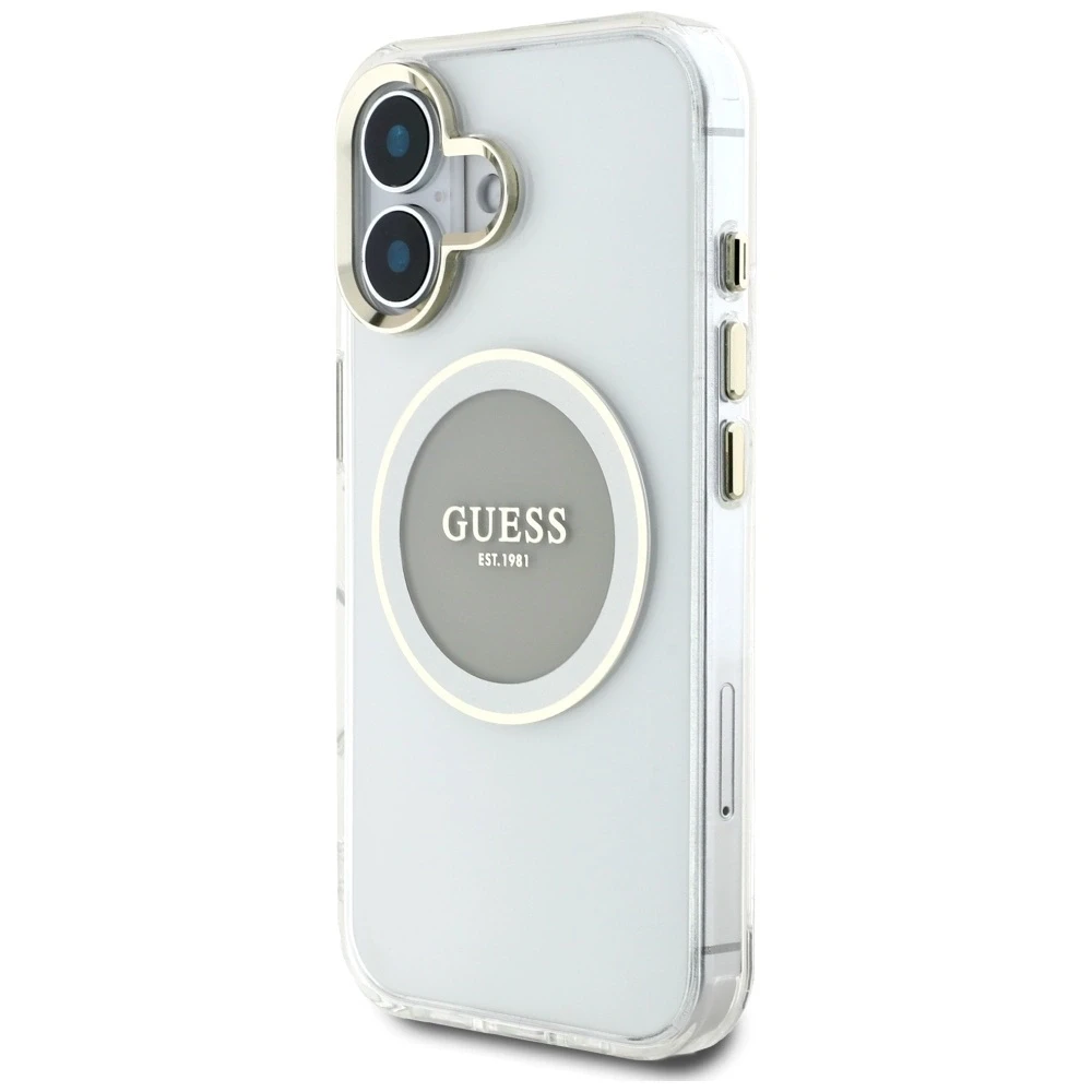 Dėklas Aprašymas „Guess IML Metal Colored Circle Classic Logo MagSafe Apple iPhone 16“ mobiliesiems telefonams