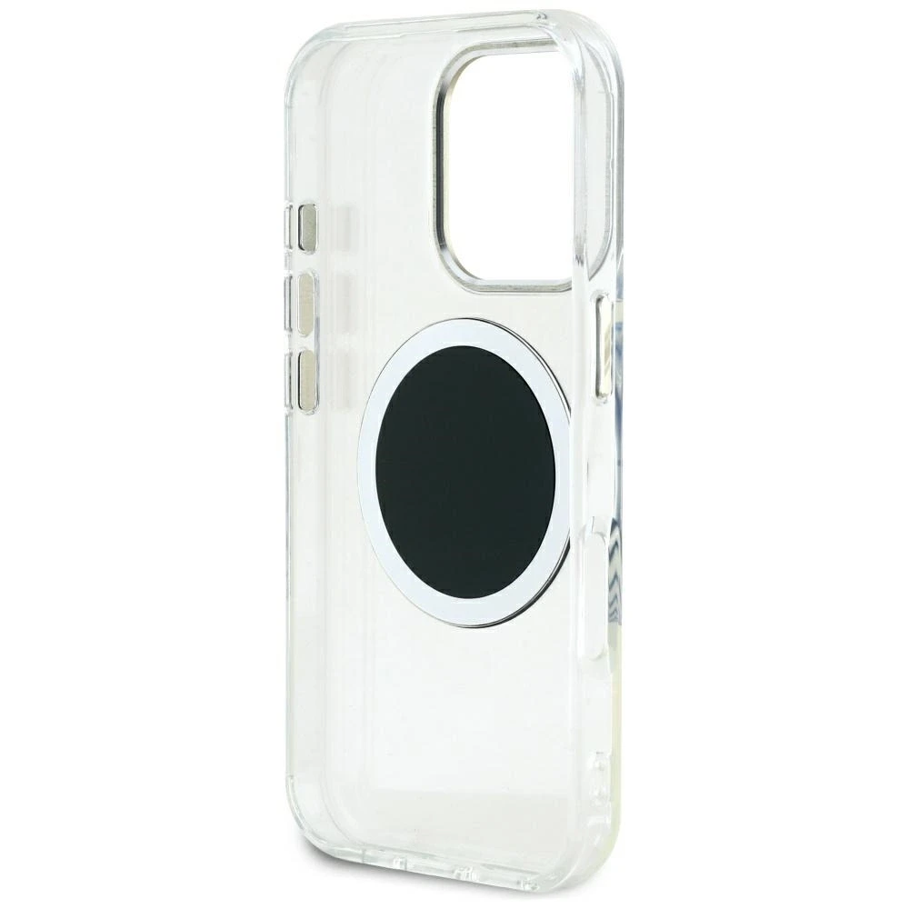 Dėklas Guess IML Metal Colored Circle Classic Logo MagSafe iPhone 16 Pro Max juodos spalvos
