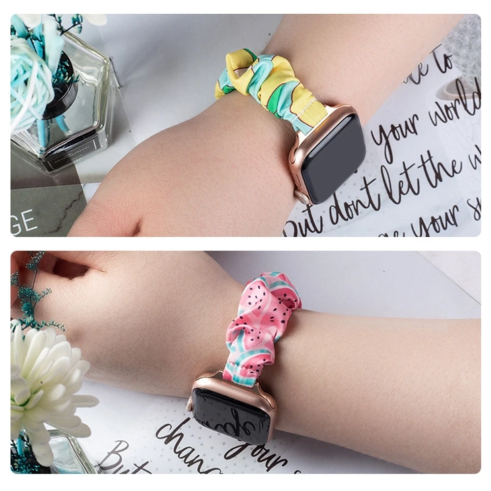 Hurtel Apyrankė laikrodžiui Apple Watch 7 / 6 / 5 / 4 / 3 / 2 / SE (41 / 40 / 38mm) apyrankė su elastine juostele ananasu