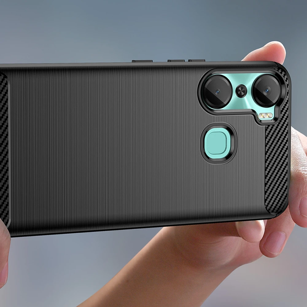 Hurtel Carbon Infinix Hot 12 Pro flexible silikoninis carbon dėklas telefonui juodos spalvos