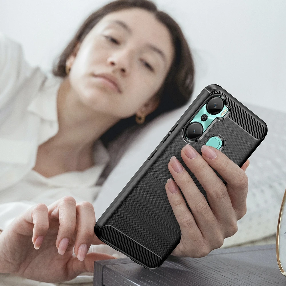 Hurtel Carbon Infinix Hot 12 Pro flexible silikoninis carbon dėklas telefonui juodos spalvos