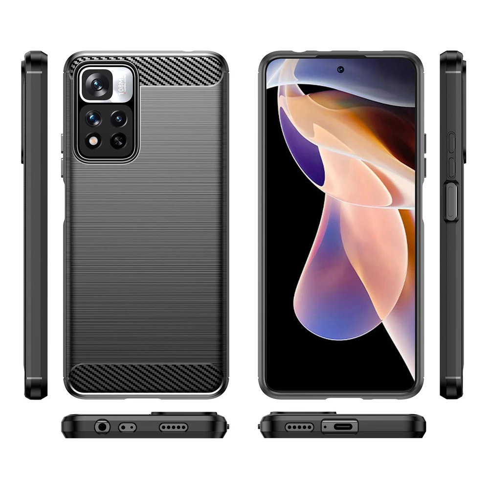 Hurtel Carbon dėklas flexible dėklas cover Xiaomi Redmi Note 11 Pro+ 5G (China) / 11 Pro 5G (China) / Mi11i HyperCharge / Poco X4 NFC dėklas telefonui juodos spalvos
