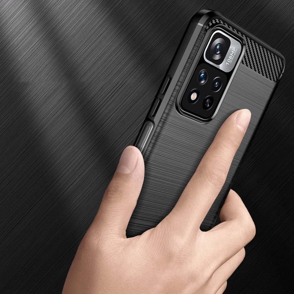 Hurtel Carbon dėklas flexible dėklas cover Xiaomi Redmi Note 11 Pro+ 5G (China) / 11 Pro 5G (China) / Mi11i HyperCharge / Poco X4 NFC dėklas telefonui juodos spalvos