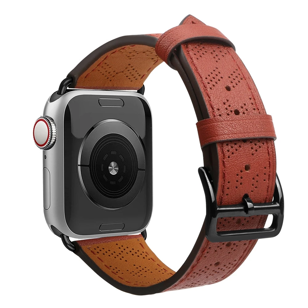 Hurtel Apyrankė Leather Apple Watch SE, 9, 8, 7, 6, 5, 4, 3, 2, 1 (41, 40, 38 mm) raudonos spalvos