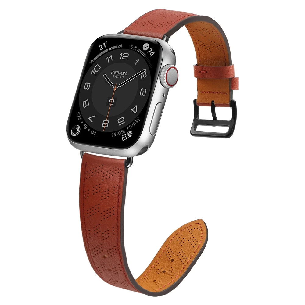 Hurtel Apyrankė Leather Apple Watch SE, 9, 8, 7, 6, 5, 4, 3, 2, 1 (41, 40, 38 mm) raudonos spalvos