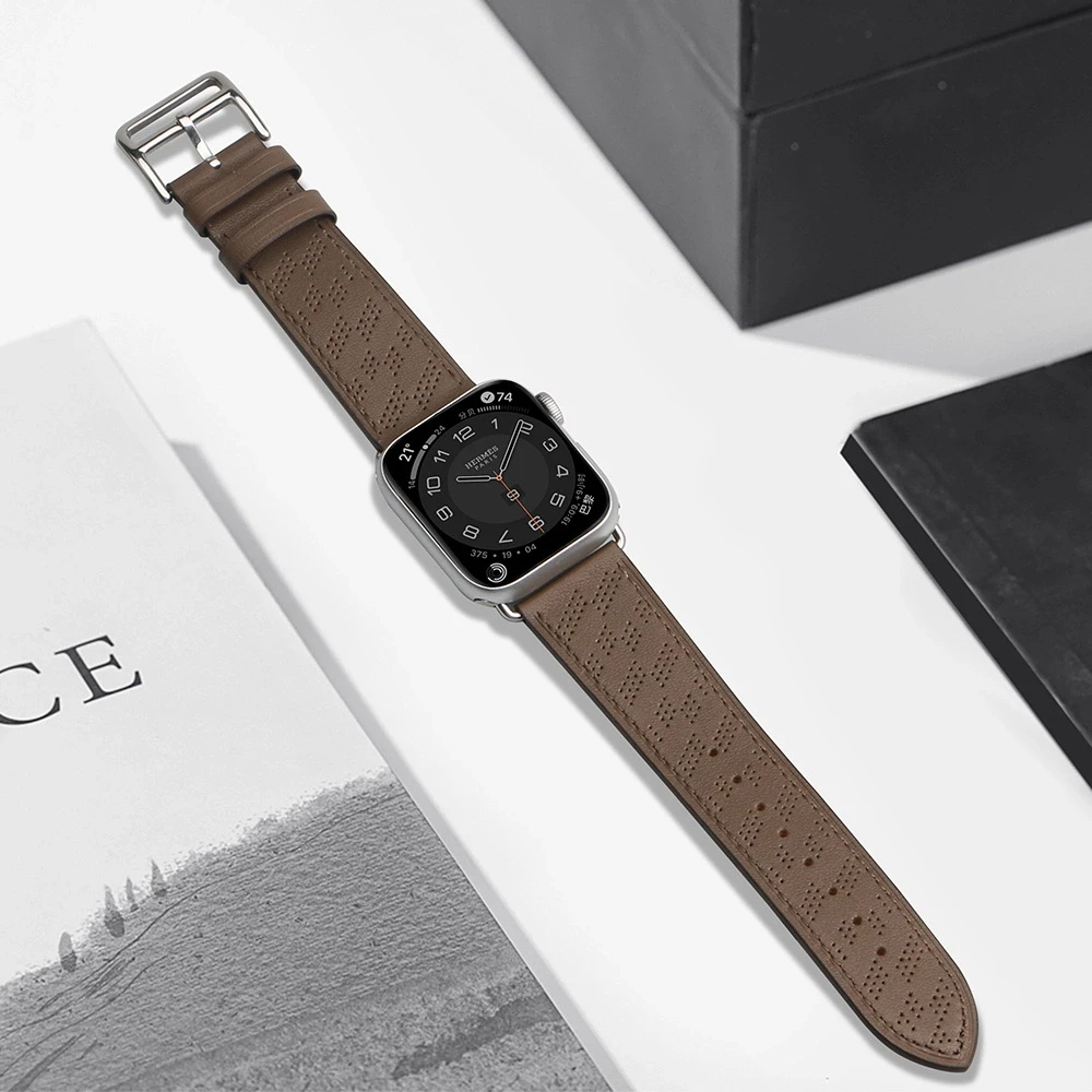 Hurtel Apyrankė Leather Apple Watch SE, 9, 8, 7, 6, 5, 4, 3, 2, 1 (41, 40, 38 mm) rudos spalvos
