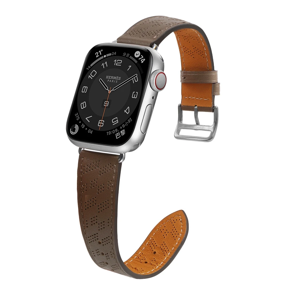 Hurtel Apyrankė Leather Apple Watch SE, 9, 8, 7, 6, 5, 4, 3, 2, 1 (41, 40, 38 mm) rudos spalvos
