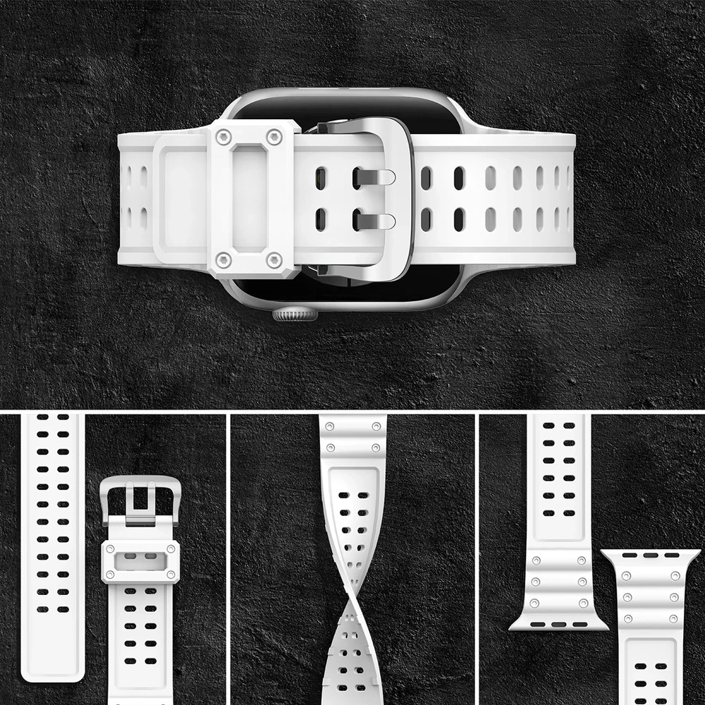 Hurtel Apyrankė Triple Protection Apple Watch SE, 9, 8, 7, 6, 5, 4, 3, 2, 1 (41, 40, 38 mm) baltos spalvos