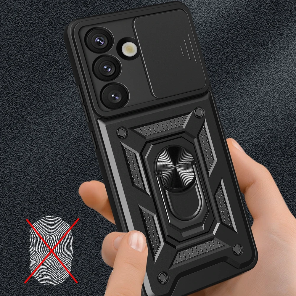 Hurtel Hybrid Armor Camshield su Stand and Camera dėklas skirtas Nothing Phone (3a) 5G – juodos spalvos
