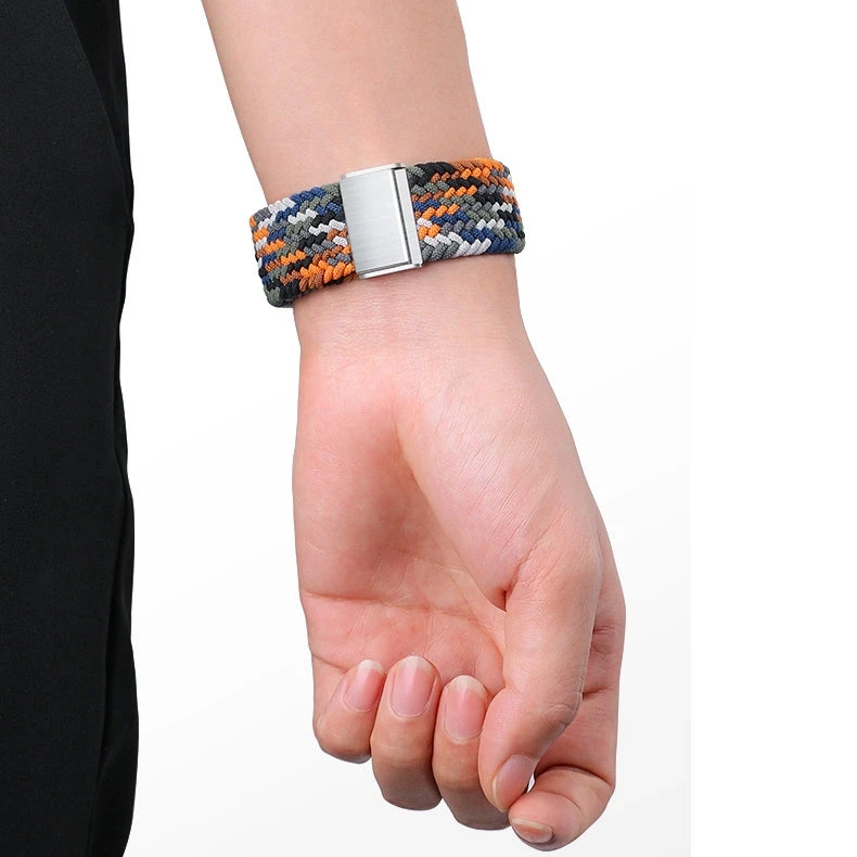 Dėklas Hurtel Braided Medžiaginė Apyrankė Bracelet Apyrankė Medžiaginė Band skirta Apple Watch 42 / 44 / 45 / 49 mm - juodos spalvos