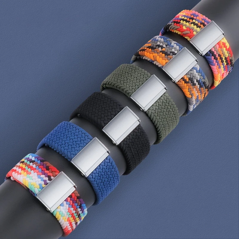 Dėklas Hurtel Braided Medžiaginė Apyrankė Bracelet Apyrankė Medžiaginė Band skirta Apple Watch 42 / 44 / 45 / 49 mm - juodos spalvos