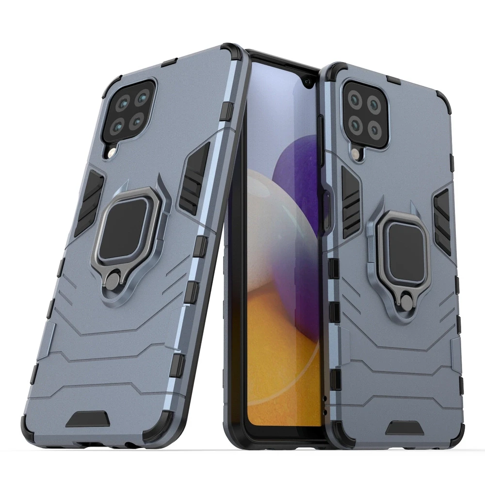 Dėklas Hurtel Ring Armor Kickstand Tough Rugged Samsung Galaxy A22 4G mėlynos spalvos