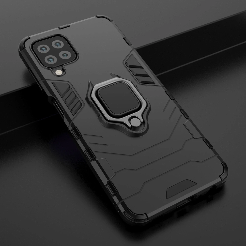 Dėklas Hurtel Ring Armor Kickstand Tough Rugged Samsung Galaxy A22 4G mėlynos spalvos