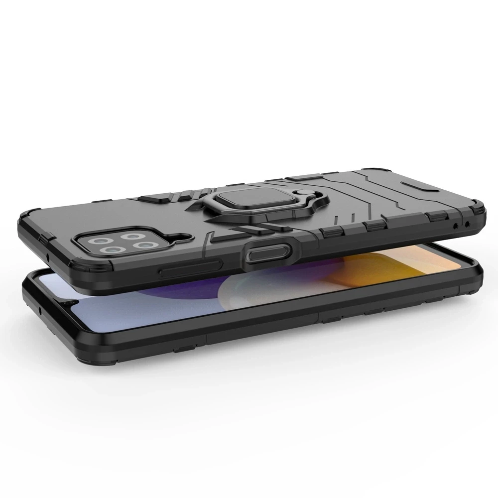 Dėklas Hurtel Ring Armor Kickstand Tough Rugged Samsung Galaxy A22 4G mėlynos spalvos