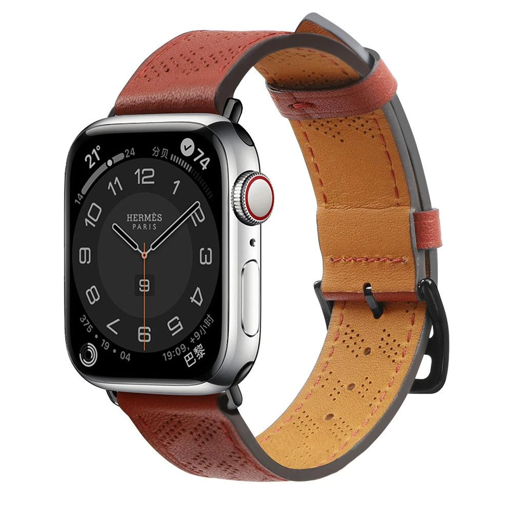 Hurtel Apyrankė Leather Apple Watch SE, 9, 8, 7, 6, 5, 4, 3, 2, 1 (41, 40, 38 mm) raudonos spalvos