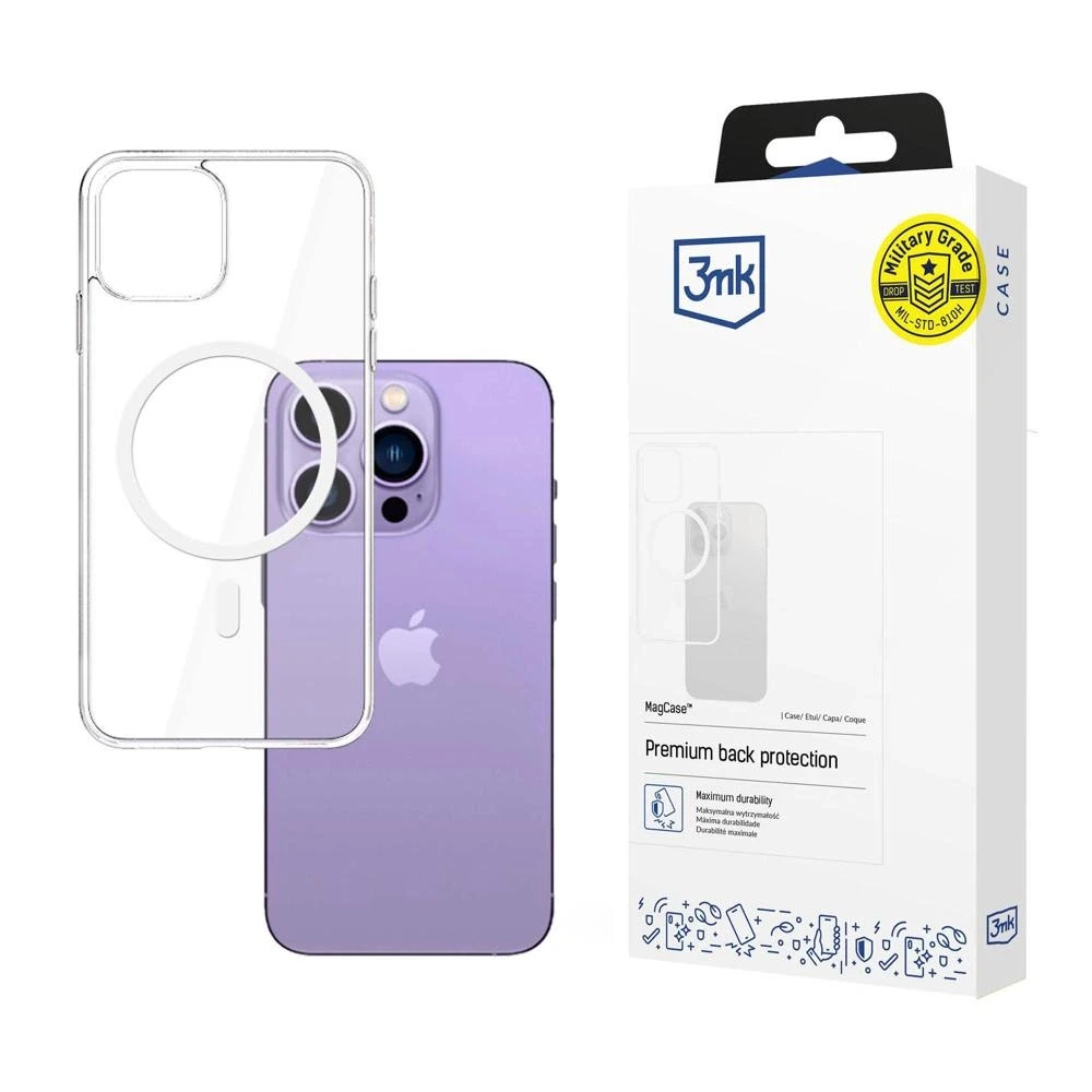 Dėklas Apple iPhone 14 Pro Suderinamas MagSafe 3mk Magseries - skaidrus