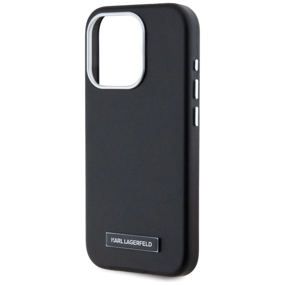 Dėklas Karl Lagerfeld FW Metal Plate MagSafe Apple iPhone 15 Pro Max juodos spalvos