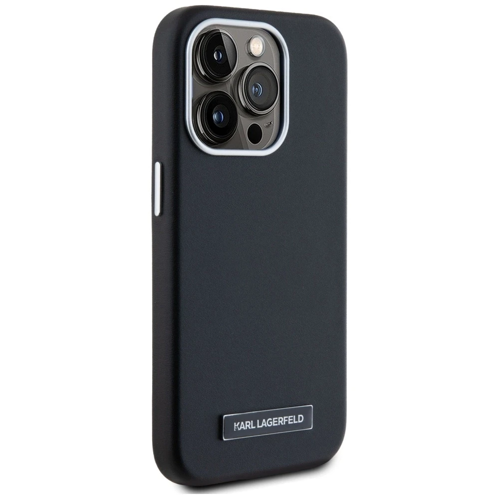 Dėklas Karl Lagerfeld FW Metal Plate MagSafe Apple iPhone 15 Pro Max juodos spalvos