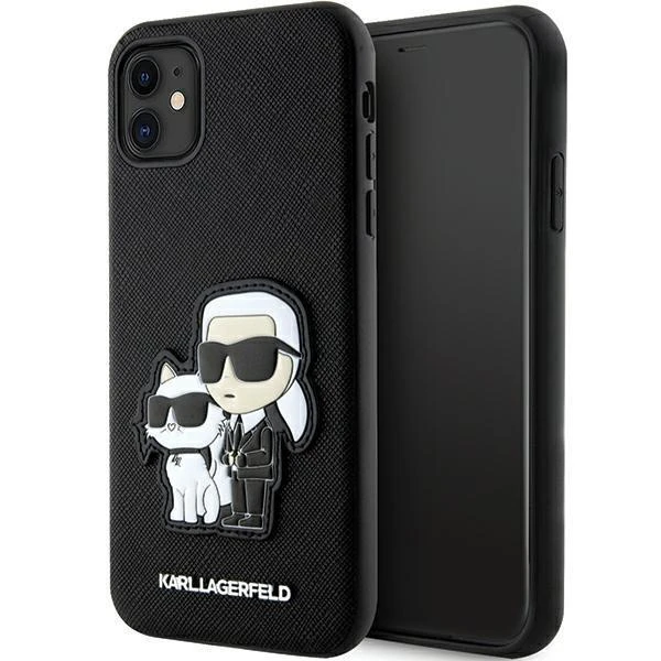 Karl Lagerfeld KLHCN61SANKCPK Apple iPhone 11 / Xr 6.1" dėklas telefonui juodos spalvos Saffiano Karl & Choupette