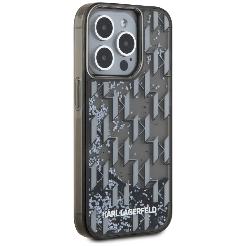 Karl Lagerfeld Liquid Glitter Monogram Gradient dėklas telefonui iPhone 15 Pro Max juodos spalvos