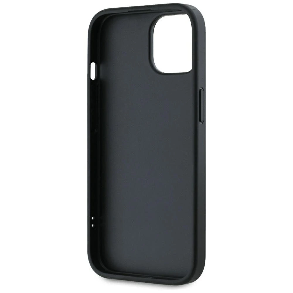 Karl Lagerfeld PU Saffiano Athleisure Stripe and Strap dėklas telefonui Apple iPhone 15 rožinės spalvos