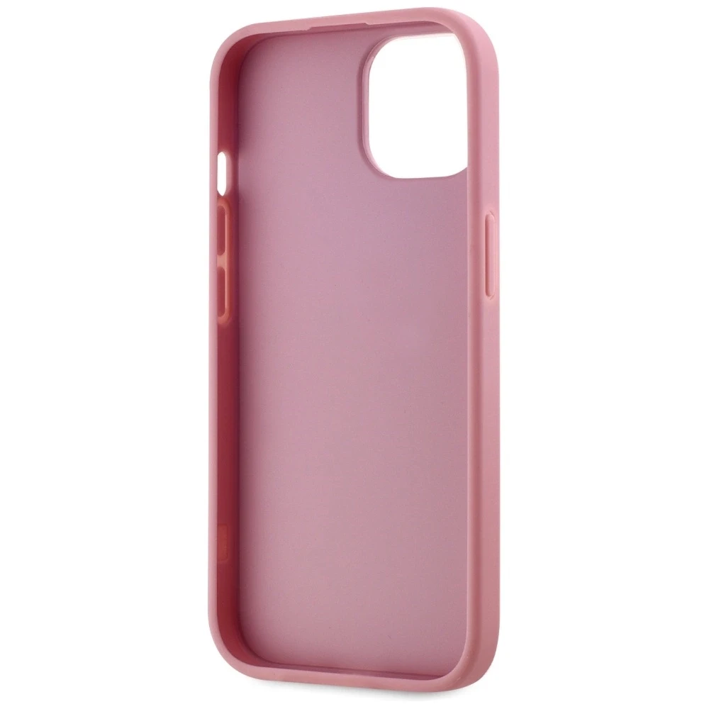 Dėklas Karl Lagerfeld Wrinkled Metal Signature Apple iPhone 15 rožinės spalvos