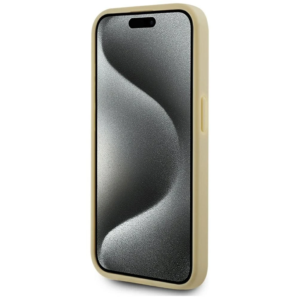 Karl Lagerfeld Wrinkled PU Signature Logo dėklas telefonui Apple iPhone 15 Pro aukso spalvos