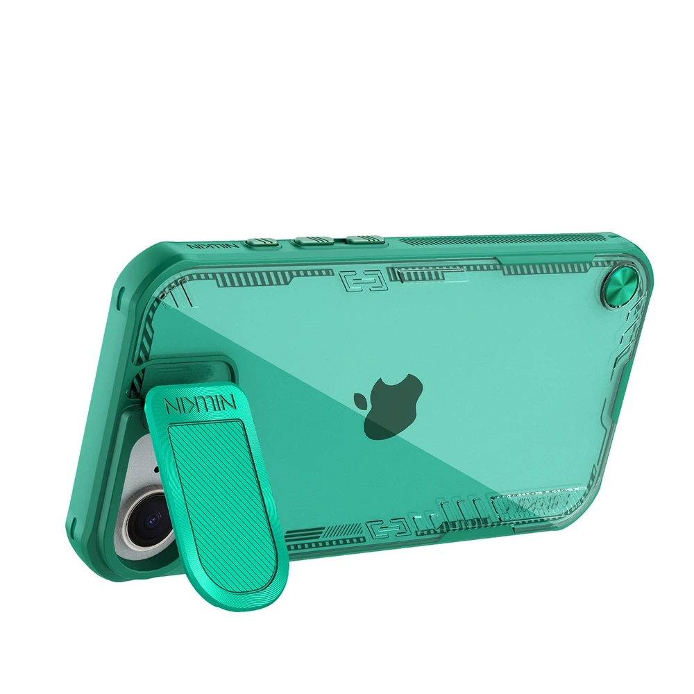 Nillkin Iceblade Prop dėklas su Lens dėklas and Stand skirtas Apple iPhone 16e – žalios spalvos