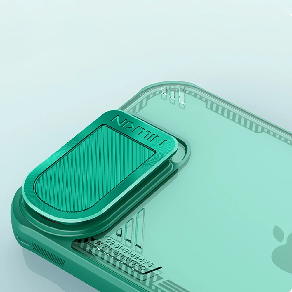 Nillkin Iceblade Prop dėklas su Lens dėklas and Stand skirtas Apple iPhone 16e – žalios spalvos