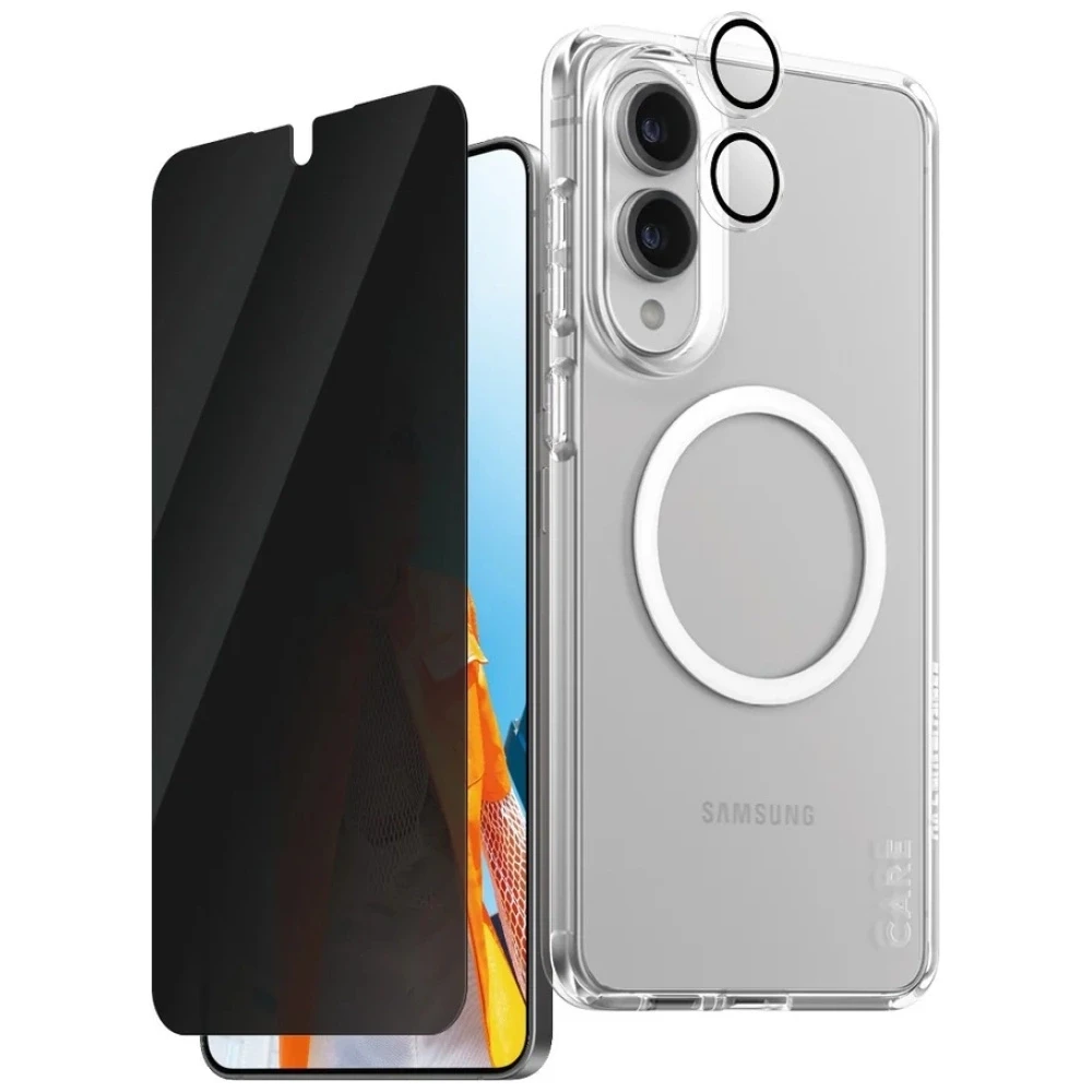 Panzer Glass Apsauginis rinkinys CARE by PanzerGlass Flagship 3in1 Dėklas+Apsauginis stiklas su privatumo filtru+Kameros lešio apsauga skirta Samsung Galaxy S25 Edge