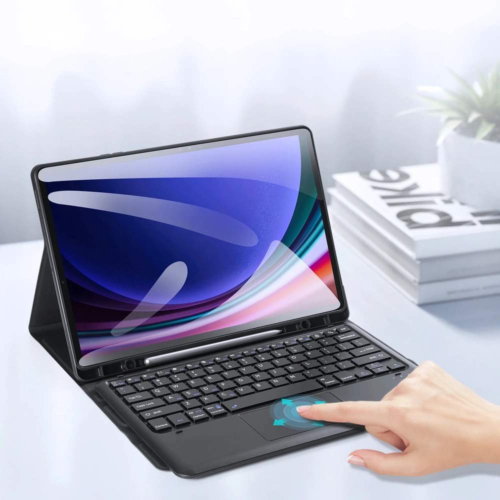 Dėklas su klaviatūra Bluetooth Dux Ducis (Seria TK) Samsung Tab S9 Plus / S9 FE Plus - juodos spalvos
